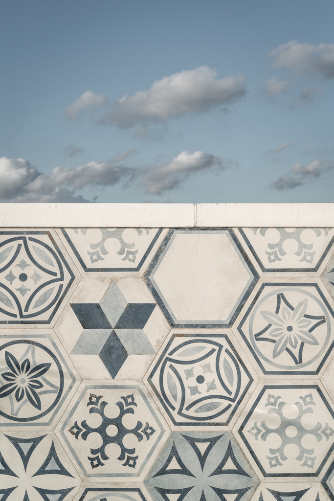 piastrelle decorative terrazza attico design architettura Crucitti Architetti