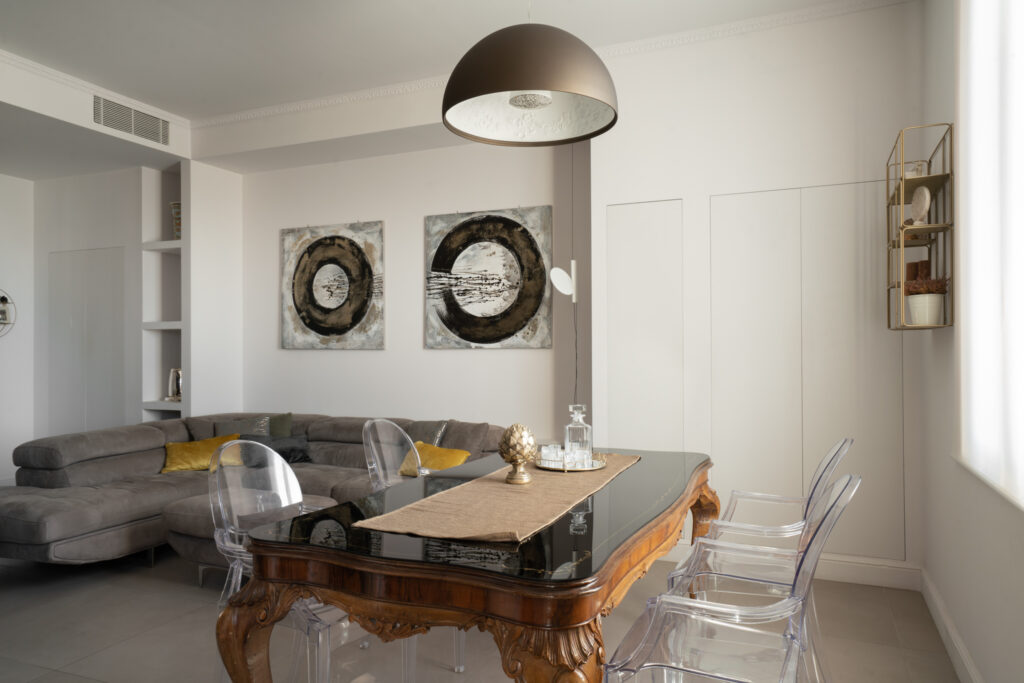 zona living con divano design interno Crucitti Architetti