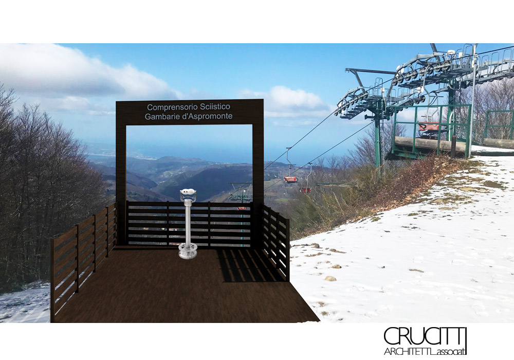 belvedere panoramico Gambarie Aspromonte con vista montagna progetto Crucitti Architetti