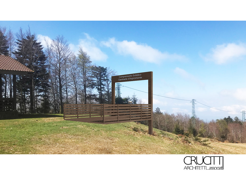 struttura panoramica in legno Gambarie Aspromonte progetto paesaggistico Crucitti Architetti