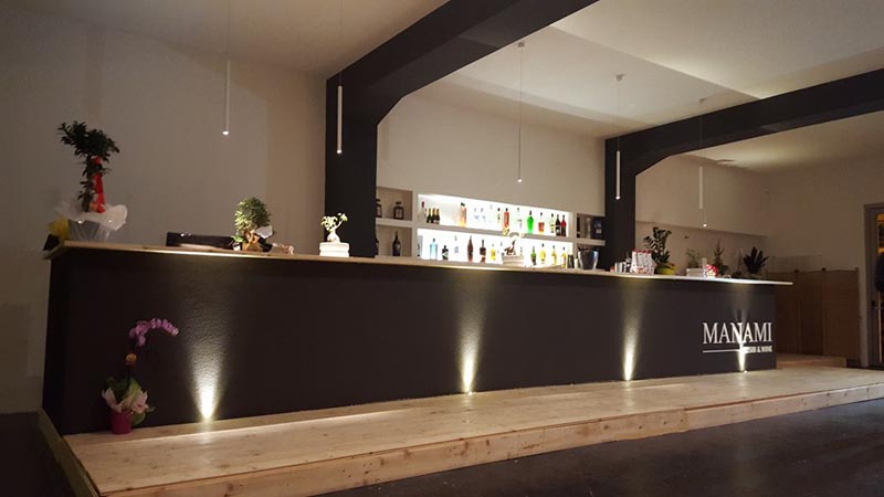 progetto architettura ristorante Manami sushi wine bancone design Crucitti Architetti