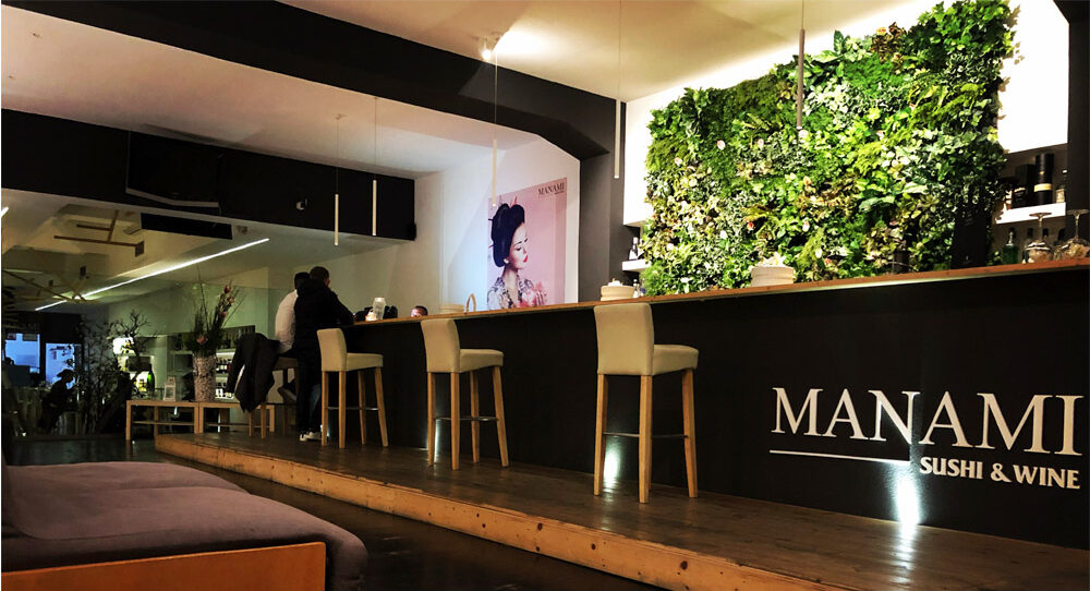 bancone ristorante Manami sushi wine design moderno Crucitti Architetti