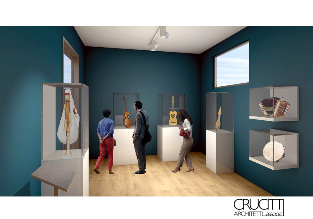 teche espositive strumenti musicali museo Sinopoli progetto Crucitti Architetti